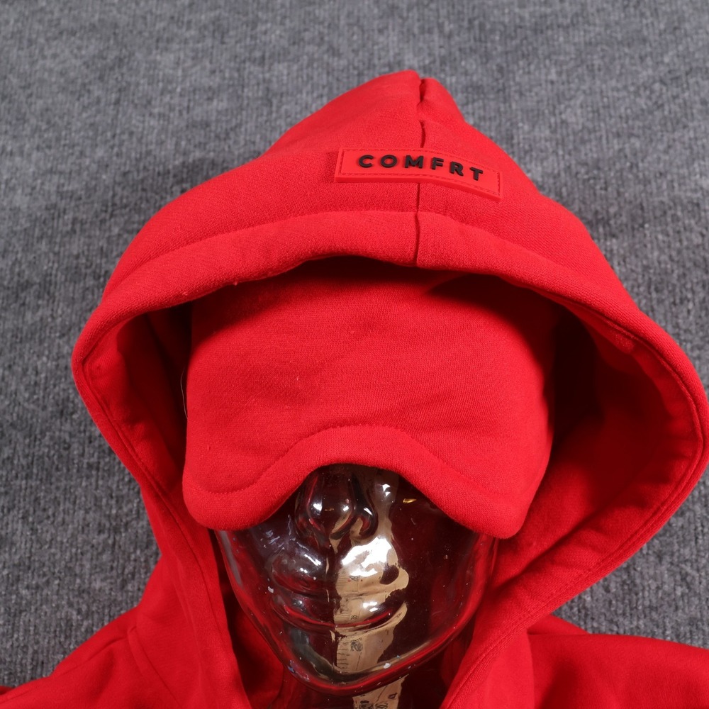 Comfrt Airplane Mode DND Travel Hoodie Red Built In Eye Mask Comfort Sleep VIP M